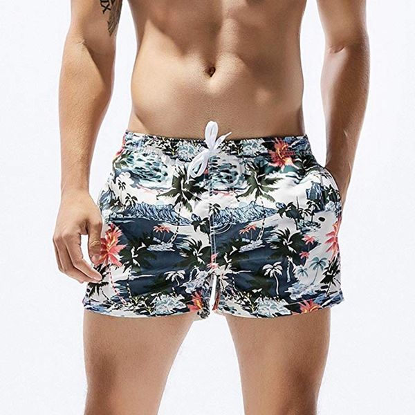 

men breathable swimming trunks pants swimwear shorts slim coconut tree printing coconut tree swimming trunks beach pants
