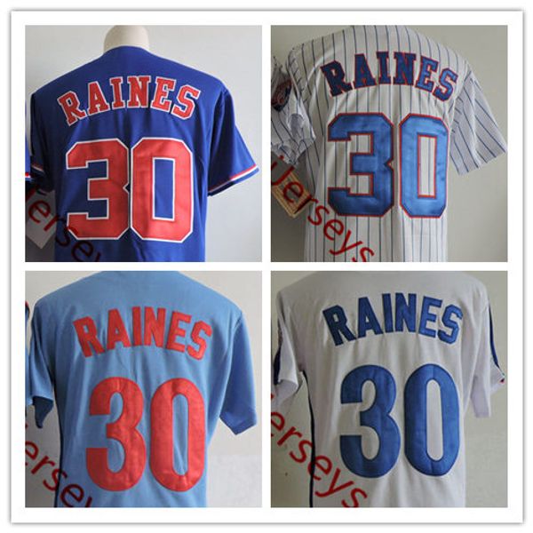 

mens stitched tim raines montreal expos jersey white blue #30 tim raines jersey s-3xl, Black;red