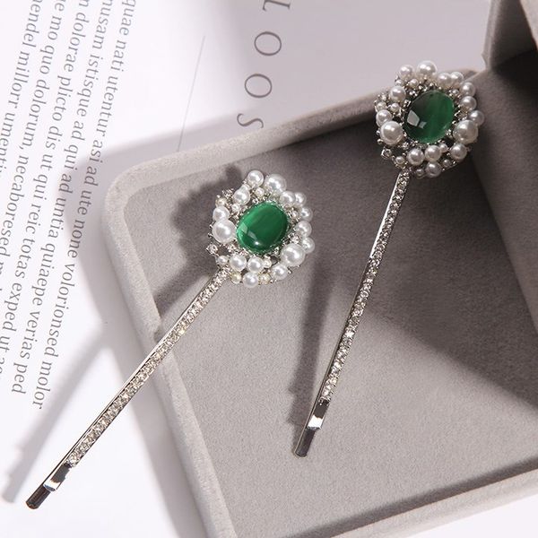 

2019 emerald rhinestones pearls hair clips for women girls bobby pin hairpins barrettes wedding hair accessories hair clip, Golden;silver