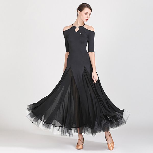 

2019 fashion black red lady ballroom dance competition dresses women standard ballroom waltz dress tango costume dresses