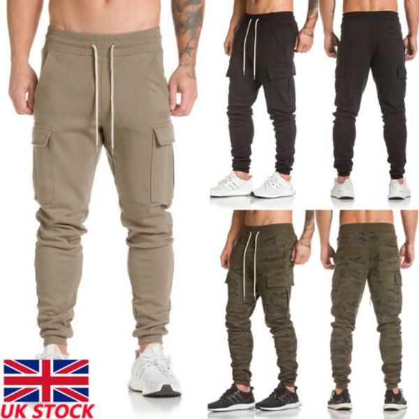 

men's jogger pants solid sports gym workout hip hop track trousers long slacks, Black
