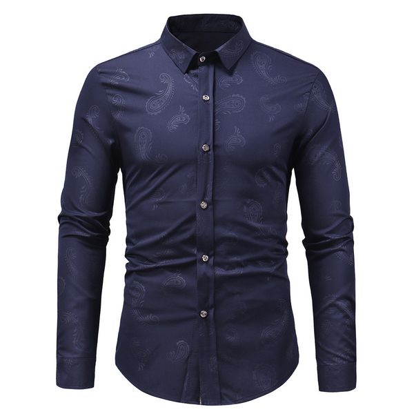 

1 pc men polyester shirts autumn winter casual regular fit retro paisley men shirt long sleeve printed shirt blouse c0502, White;black