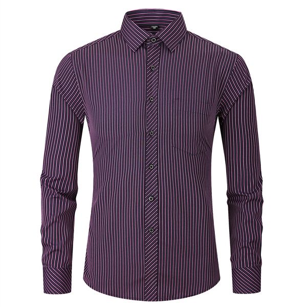 

classic striped men's long sleeve casual shirt male social slim fit business dress shirt plus size 4xl 5xl 6xl 7xl 8xl, White;black
