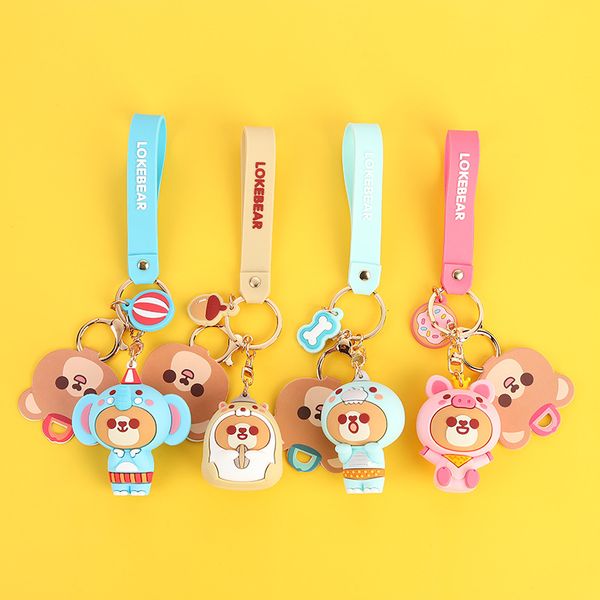 

2020 new cute animal keychains silicone pendant key chain men and women general motors bag pendant accessories key ring, Silver