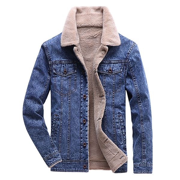 

chaquetas hombre men's autumn winter cashimere casual long sleeve turn-down collar denim jacket winter jacket men, Black;brown
