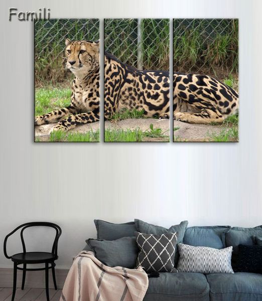 

3 pieces / set piece large modern printed cheetah african oil painting picture decorative paintings canvas wall art for living