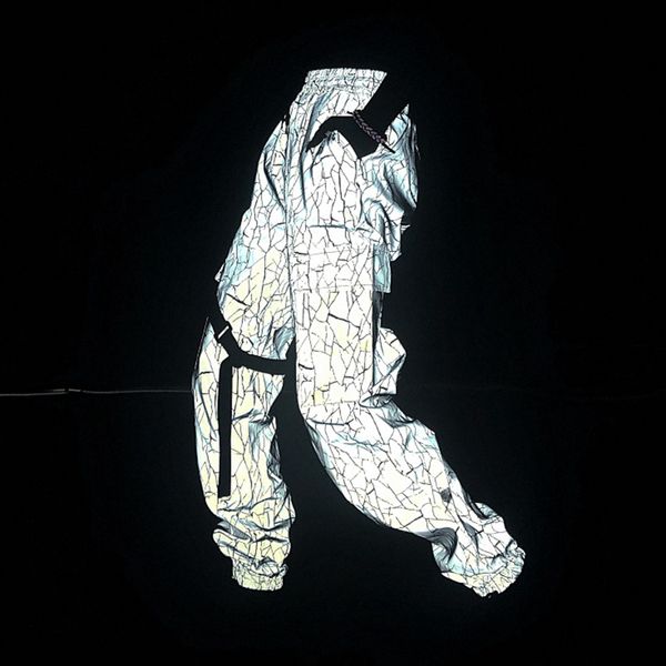 

2020 spring harajuku bf loose reflective pants vintage casual pants ribbon women streetwear new arrival high waist, Black;white