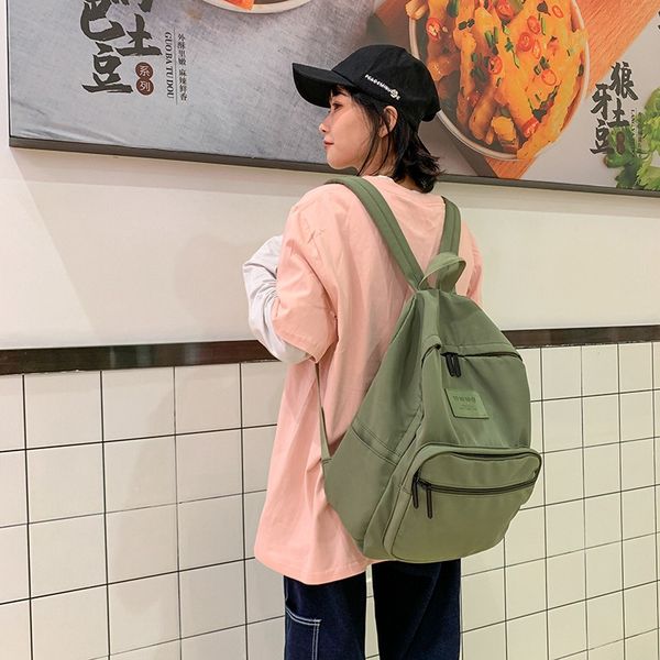 

2020 new shoulder bag ladies solid color college style junior high school student bag women's backpack