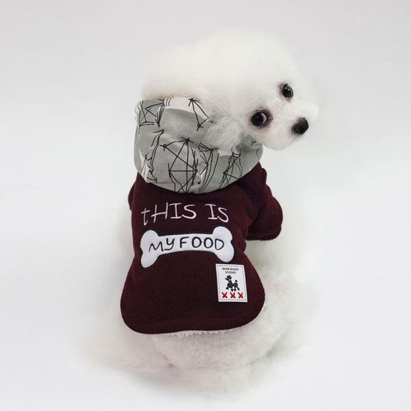 

my food dog bone coat winter warm dog pet jacket for small pets clothes with caps hoodies arrival