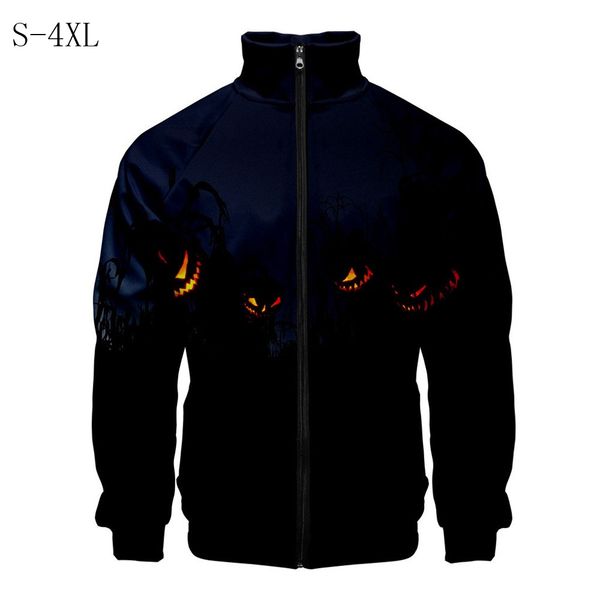 

men's halloween print zipper sportswear long sleeve coat jacket outwearautumn winter boy jobs work trendy style fashion, Black;brown