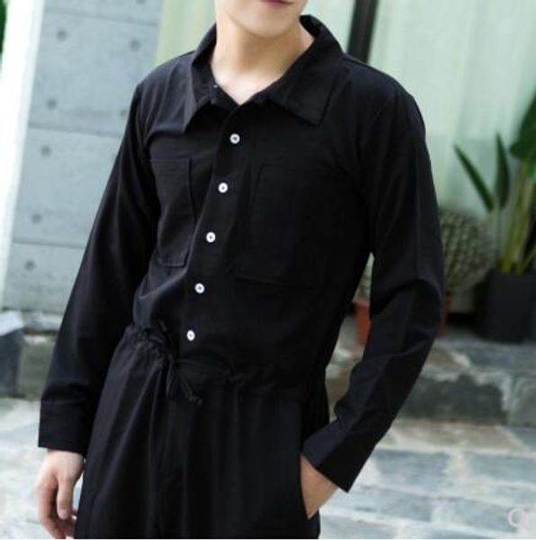 

m-4xl 2018 men men new clothing fashion loose casual jumpsuit overalls spring autumn wide-legged pants hairstylist costumes, Black
