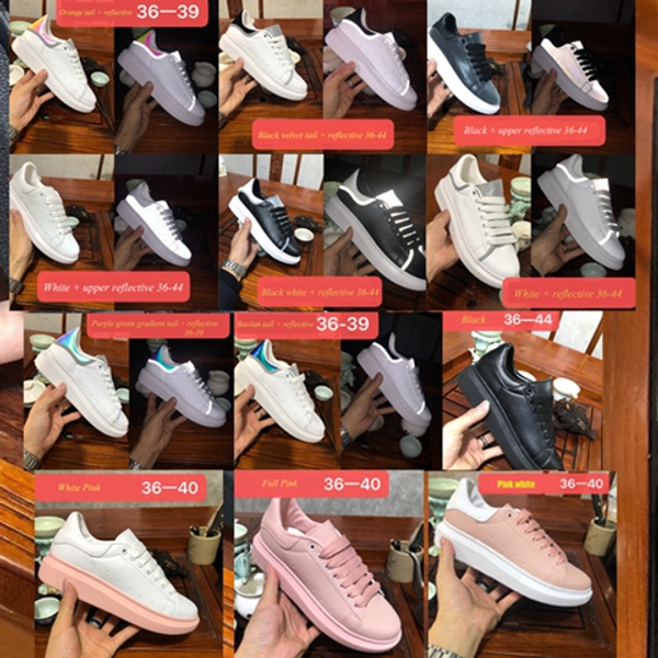 

2020 luxury designer mc models men women fashion leather reflective mqueen platform sports shoes queens mens chaussures sneakerse k2ky2974#, Black