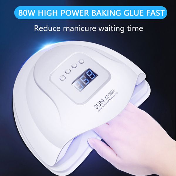 

led uv lamp nail dryer lcd display auto sensor timer led nail dryer lamp for manicure sun 5 x plus 54w 80w 36 gel polish