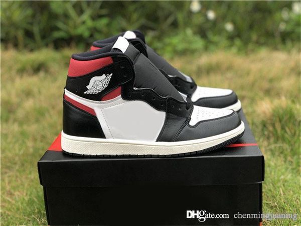 

2019 authentic 1 og high black gym red basketball shoes 1s white sail man woman retro sports sneakers 555088-061 with original box