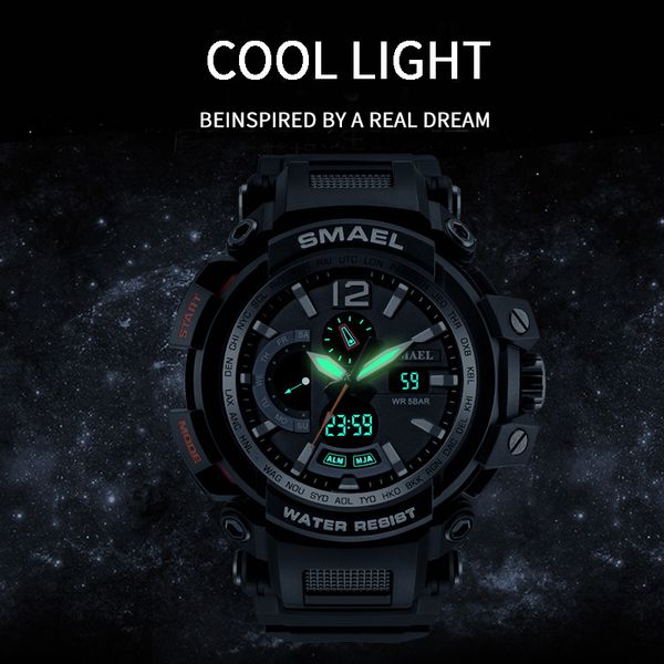 

smael brand men watches clock men military army sport led digital wristwatch alarm date 1702 relogio masculino esportivo militar new watch, Slivery;brown