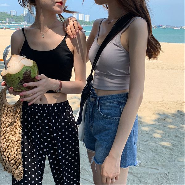

summer 2019 korean version of the u.s. back bra with a small waistcoat woman clothes women bodycon street style, White