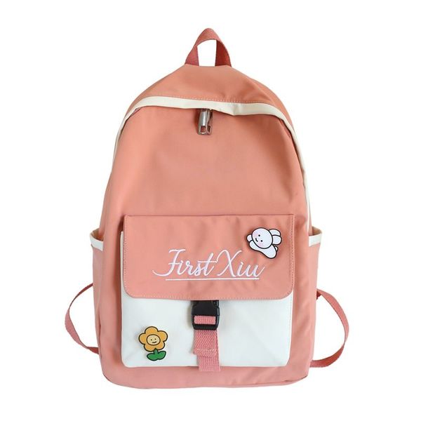 

panelled cute backpack for girls school bags teenage pink nylon back pack women patchwork fashion teen student campus backbag