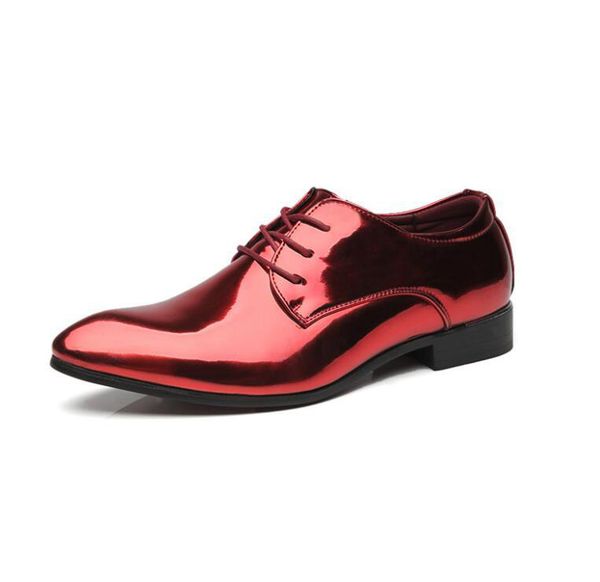 

fashion men office shoes bright patent leather men dress shoes social sapato male soft leather wedding oxford shoe, Black