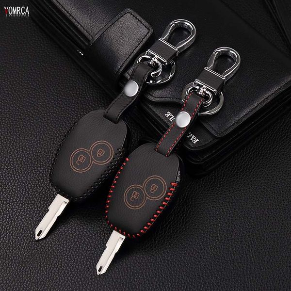 

genuine leather car key case for 2 button clio scenic megane duster sandero captur twingo modus remote control cover