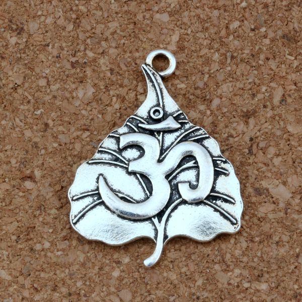 

50pcs/lot alloy charms antique silver tree leaf symbol om yoga sign pendants jewelry diy fit bracelets necklace earrings a-383, Bronze;silver