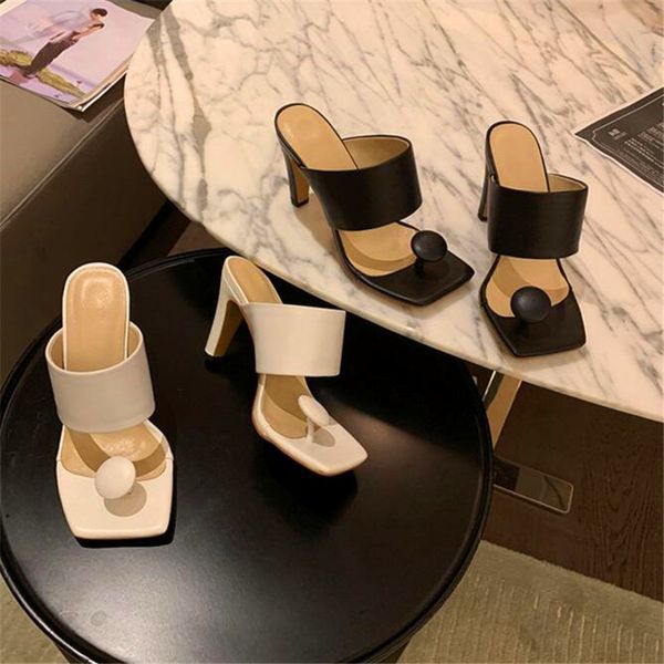 

slippers the latest models of square-toe square toe women's stiletto heels white black high summer ladies party