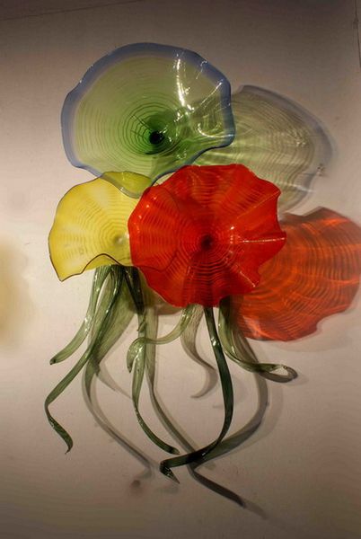 

home party hallway wall lamp art plates chihuly style 100% hand blown murano glass plate ome light
