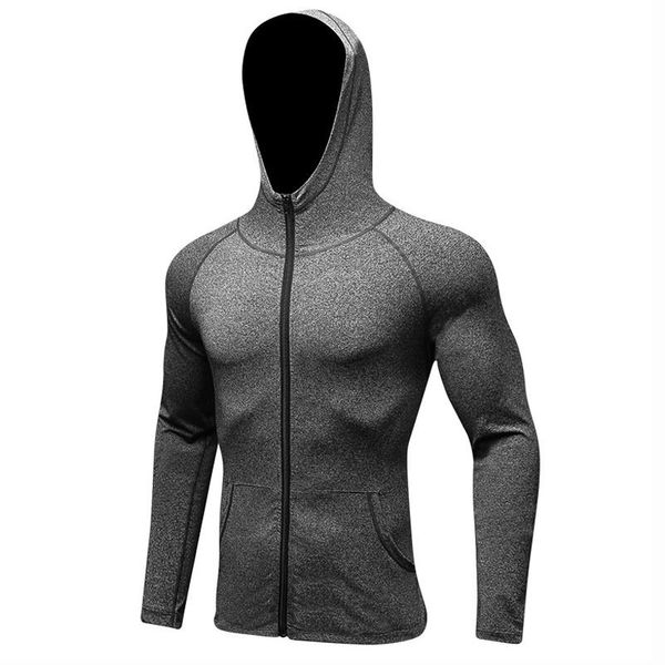 

brand running jacket men breathable quick-drying running jackets outdoor sports soccer jersey gym hooded coat reflective zipper, Black;red