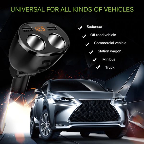 

5v 3.6a dual usb car charger fast charging quick charge power adapter with double cigarette lighter socket splitter tslm1