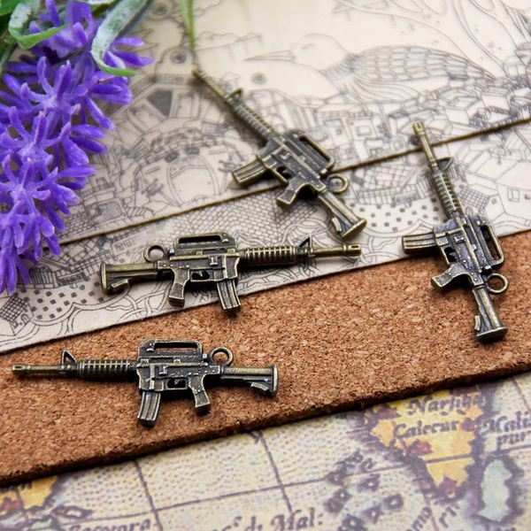 

30pcs--45*16mm submachine gun tantique bronze pendants antique jewelry making diy charms, Bronze;silver