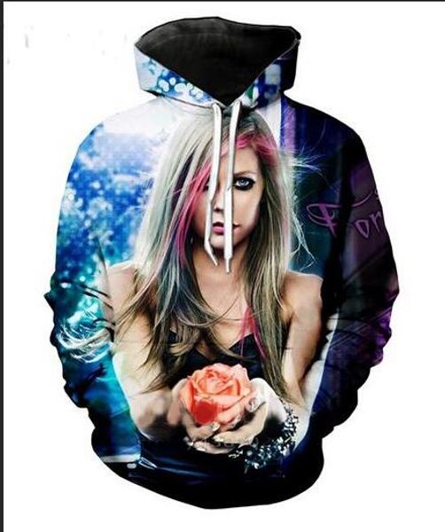 

new fashion harajuku style 3d printing hoodies avril lavigne men women autumn and winter sweatshirt hoodies coats bwq0207, Black