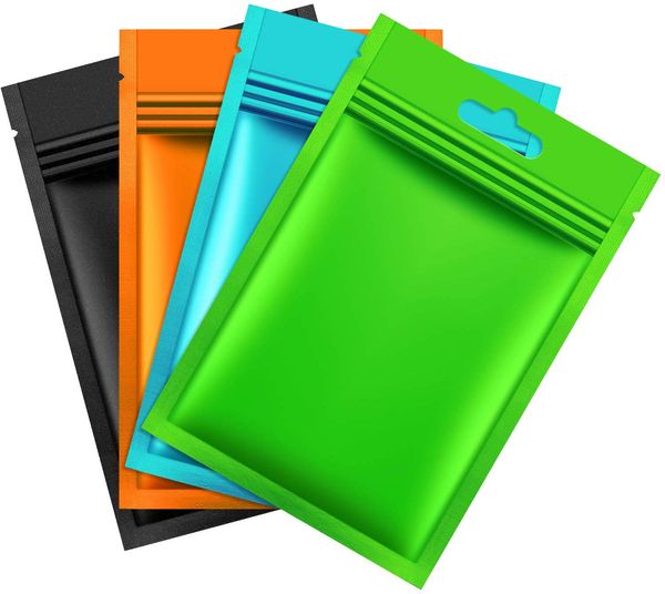

100pieces mylar zip lock bags aluminum foil bags, flat metallic mylar foil flat ziplock food storage bags pouch mix colors