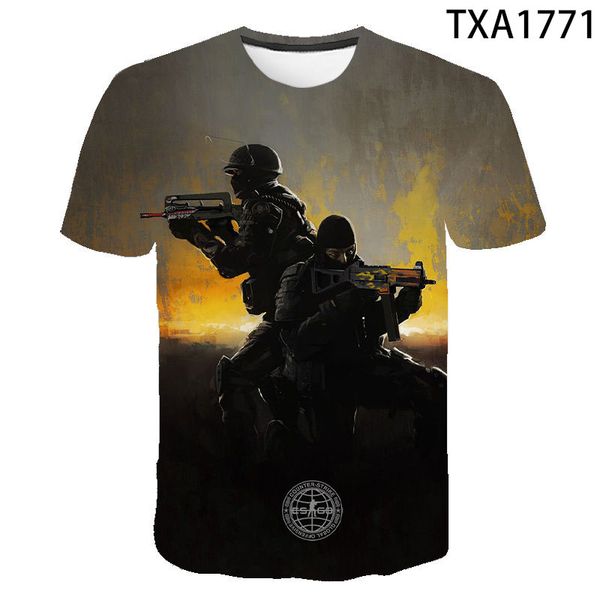 

2020 sale men's adventure t-shirt cs go shooting game male 3d printed t-shirt children's motion summer casual cool, White;black