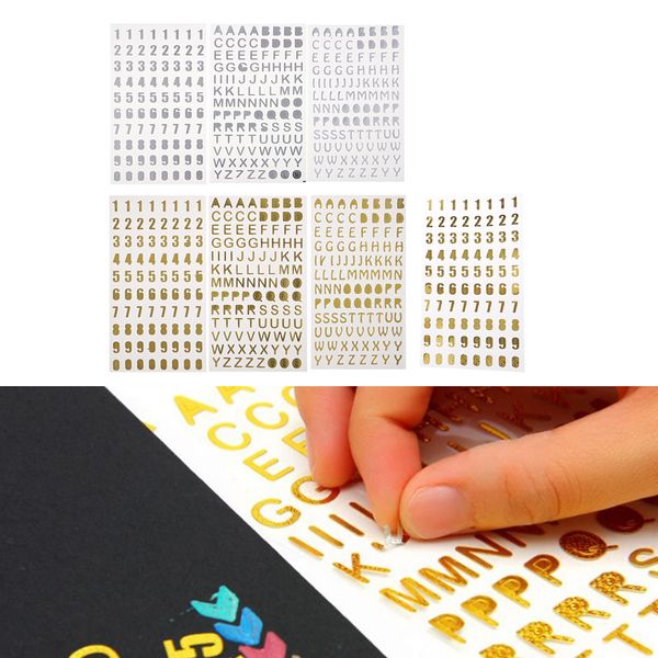 

7 шт рельефного bronzing числа алфавит наклейка альбом hand account scrapbooking