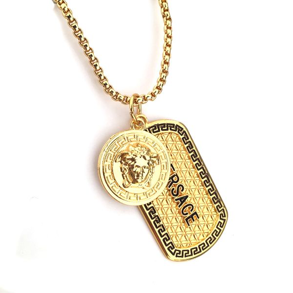 

Gold plated hip hop medu a pendant necklace fa hion tyle cry tal hiphop angel boy charm jewelry dog tag pendant men necklace for gift