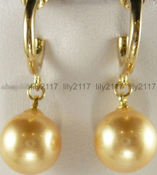 

12mm gold south sea shell pearl round grade earrings, Silver