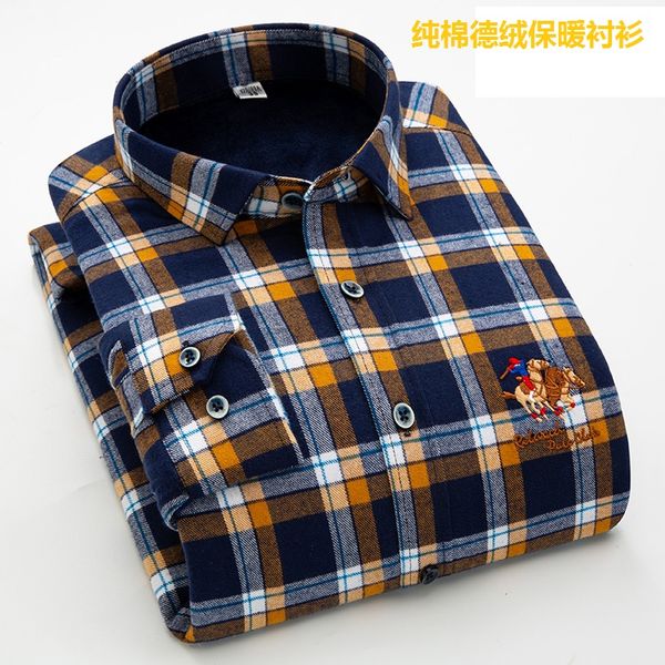 

men's clothing shirts german heating-tech winter warm dyed-yarn 100% pure cotton men's checked shirt thick velvet, White;black