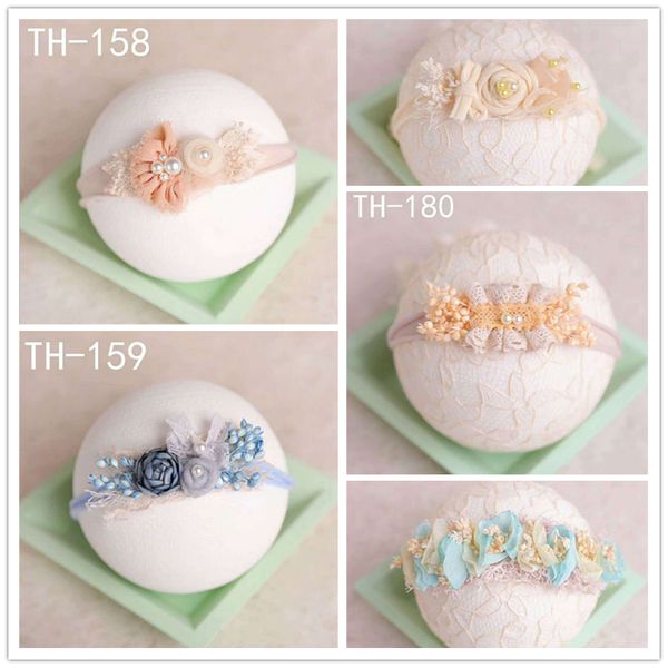 

newborn pgraphy prop baby headband floral infant headwear baby princess girl hair accessories cute props, Slivery;white