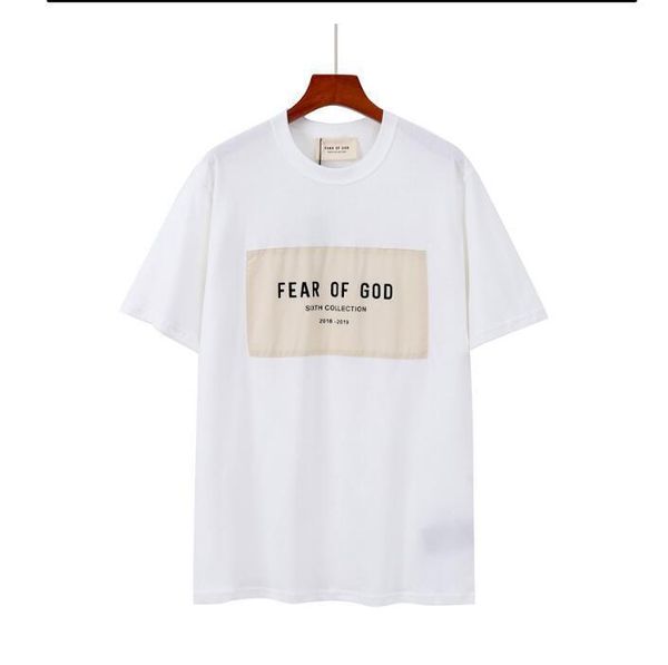 

correct version of fog short sleeve sixth season double line fear of god hip hop loose patch men and women tide brand cotton t-shirt, Black;brown
