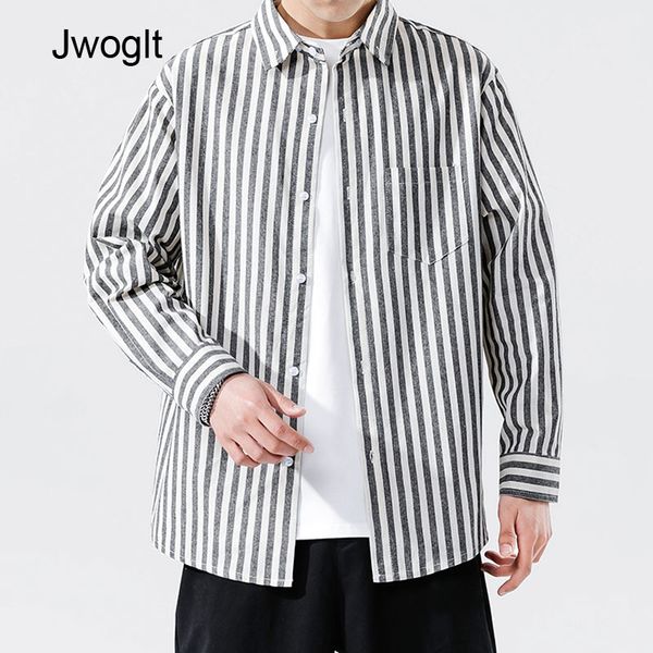 

men's casual shirts spring autumn fashion harujuku vintage button down cotton striped shirt 4xl 5xl, White;black