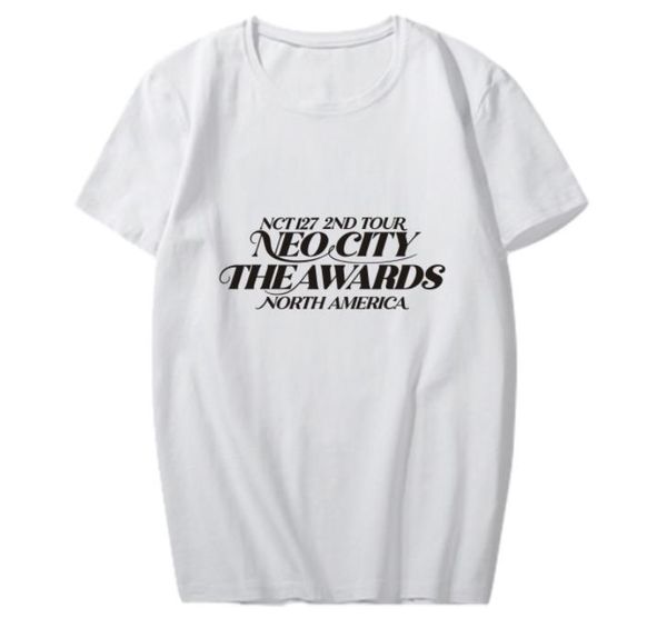 

kpop nct 127 concert in north america neo city the awards same printing t shirt summer o neck short sleeve t-shirt, White