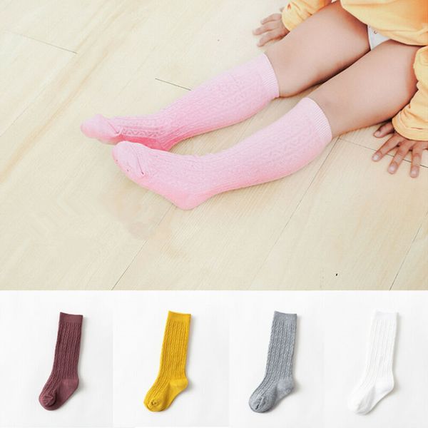 

newborn toddler knee high sock baby kids knitting warm winter girls boys candy solid color socks accessories 1-5years, Pink;yellow