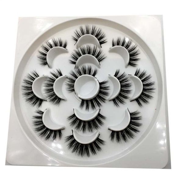 

7 pairs per tray flower shape faux mink hair false eyelashes lashes wispy crisscross lashes multilayers eye makeup tools