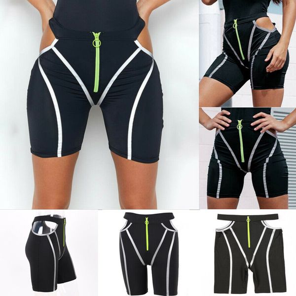 

women high waist yoga shorts gym cycling biker pants sport leggings, Black;blue