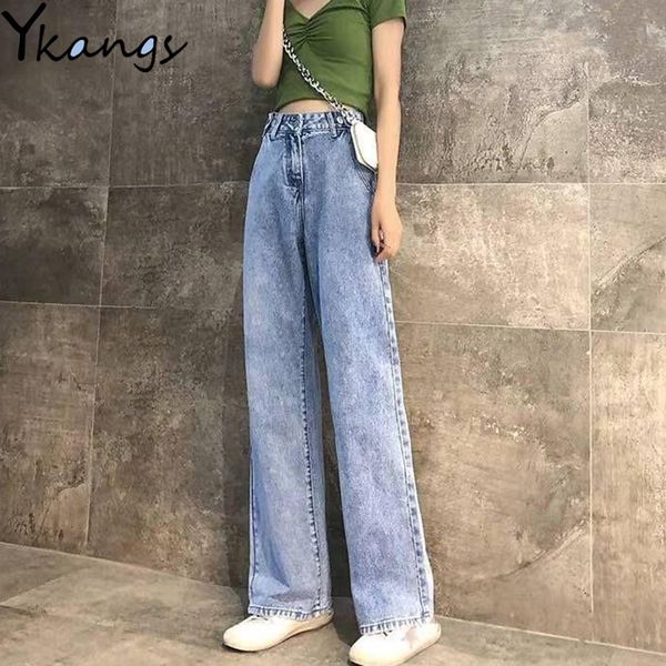 

women's jeans plus size high waist clothes mom woman wide leg denim pants blue streetwear vintage fashion harajuku straight trousers