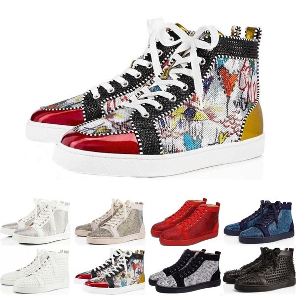 

2019 Designer fashion luxury Red Bottom Studded Spikes Brand Flats shoes For Men Women black Party Lovers Genuine Leather casual Sneakers