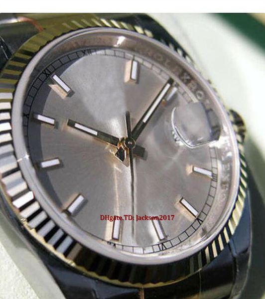 

christmas gift original box certificate mens watches 116233 mens steel yellow gold silver index dial 36mm, Slivery;brown