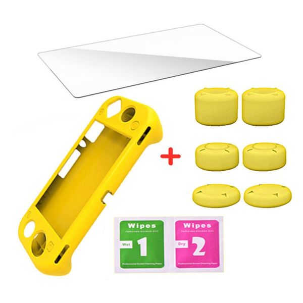 

1set silicone protective cover case tempered film joystick cap for switch lite