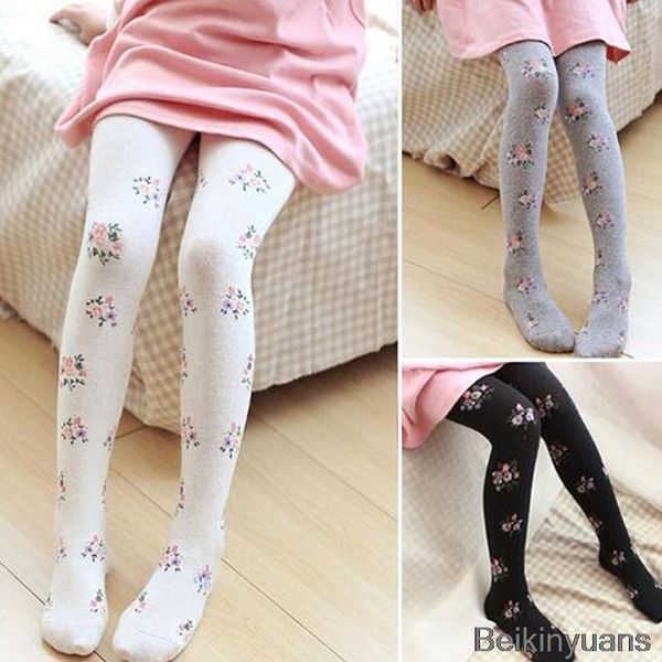 

spring and autumn children's floral flowers pantyhose cotton children's socks ballet pantyhose girls warm dance, Blue