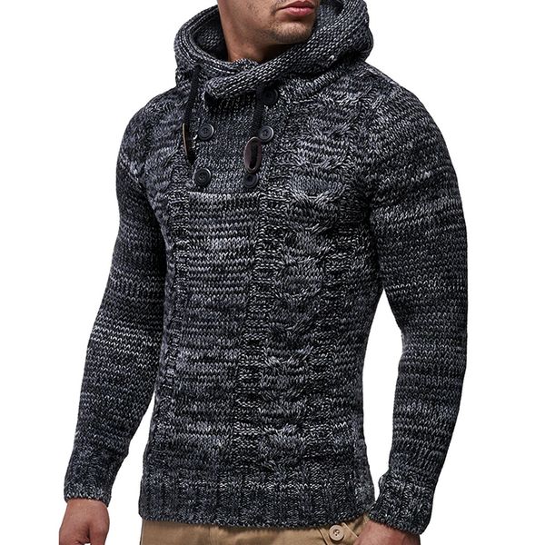 

fashion turtleneck sweaters men pullovers casual hooded sweater mens autumn winter warm distressed christmas sweater clothing, White;black