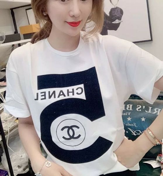 

fashion t-shirt, short sleeve summer student clothes, net red, simple short clothes, printed round neck, white top, White;black